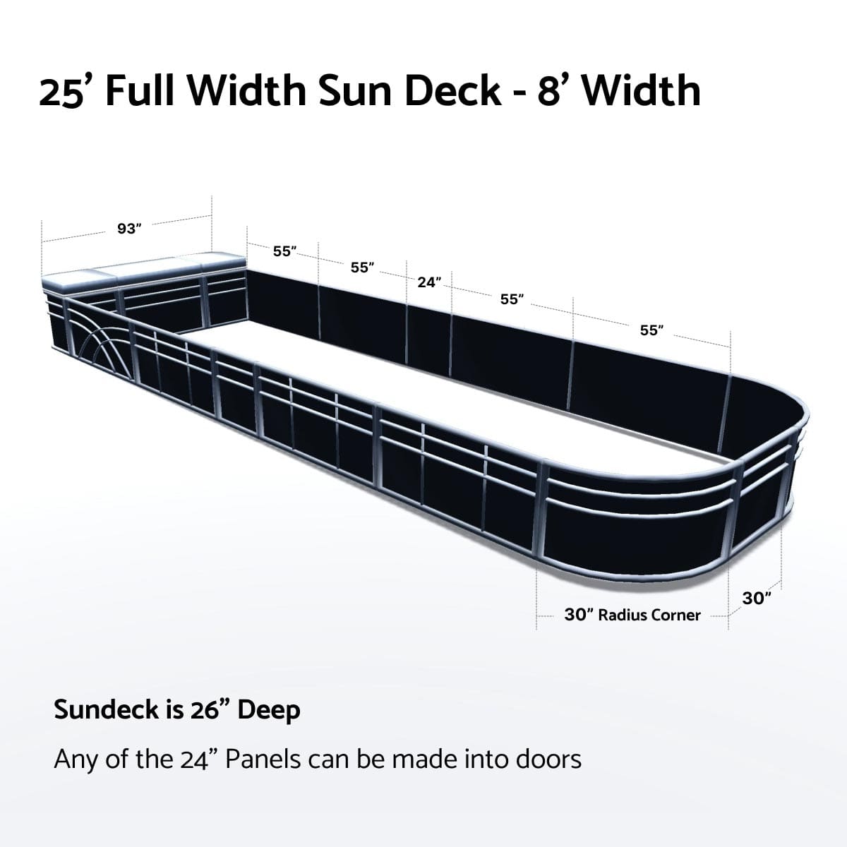Pontoon Boat Fence Railing Black - White Cushion #color_black metallic