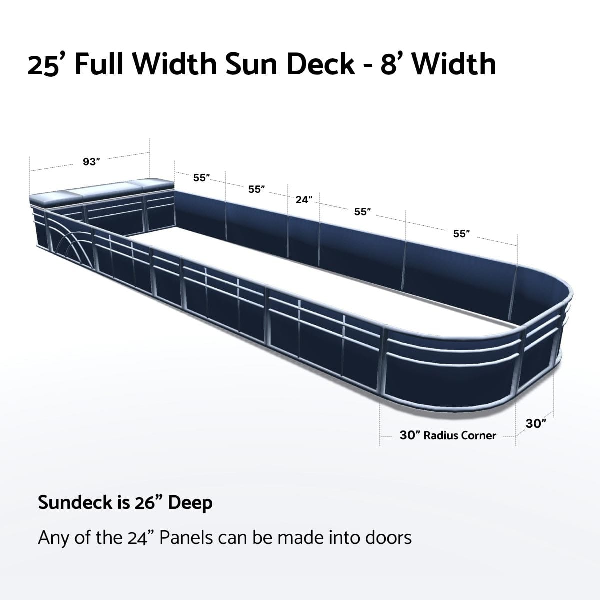 Pontoon Boat Fence Railing Navy - Gray Cushion #color_navy metallic