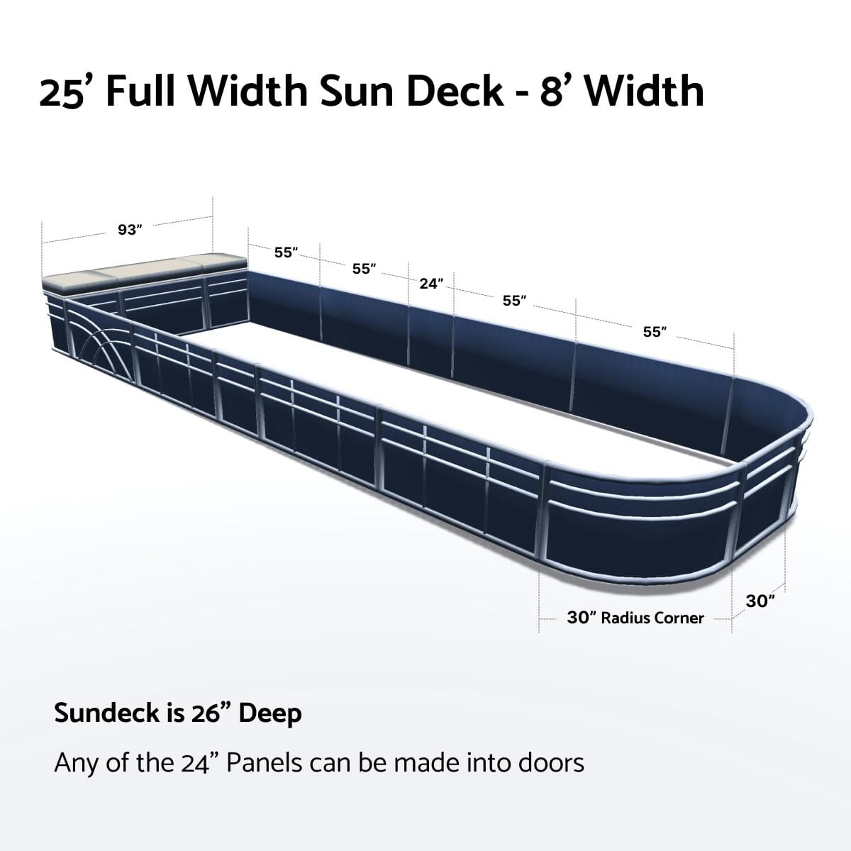 Pontoon Boat Fence Railing Navy - Ivory Cushion #color_navy metallic
