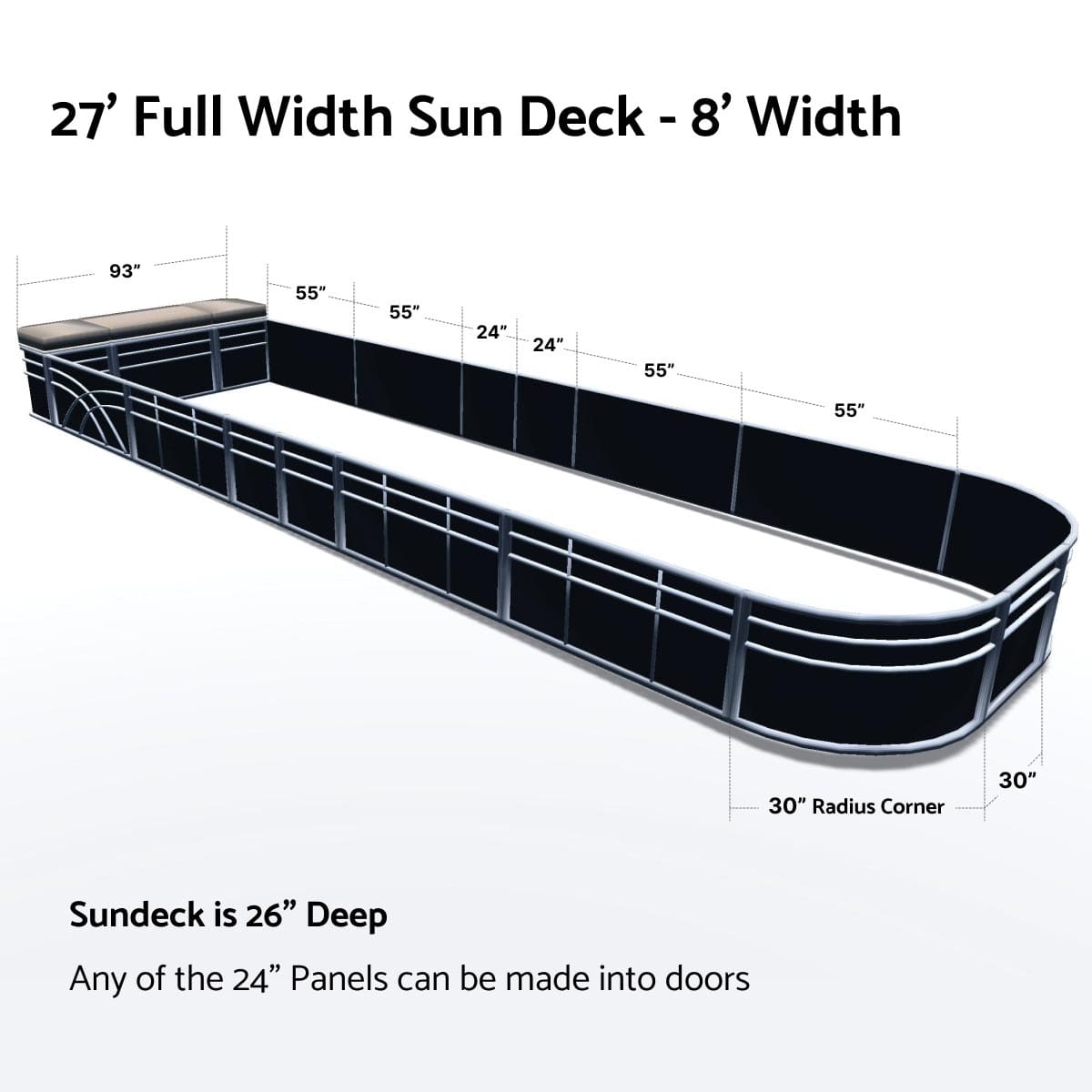 Pontoon Boat Fence Railing Black - Beige Cushion #color_black metallic