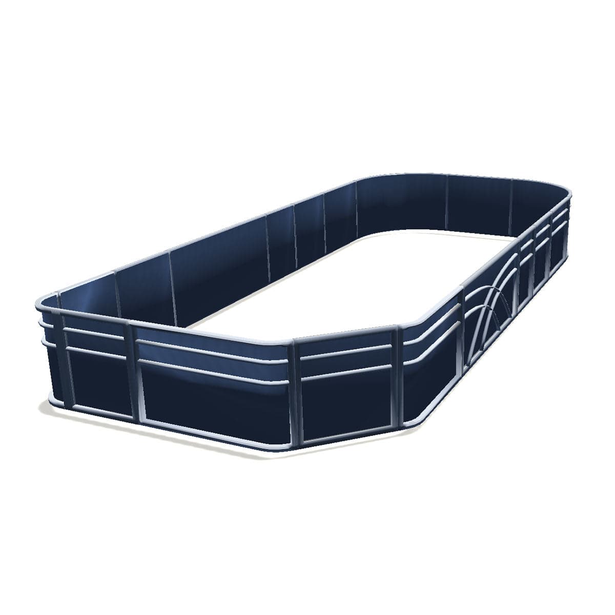 Pontoon Fence Railing Package Stern Entry Navy Back #Pontoon Fence Length_14'