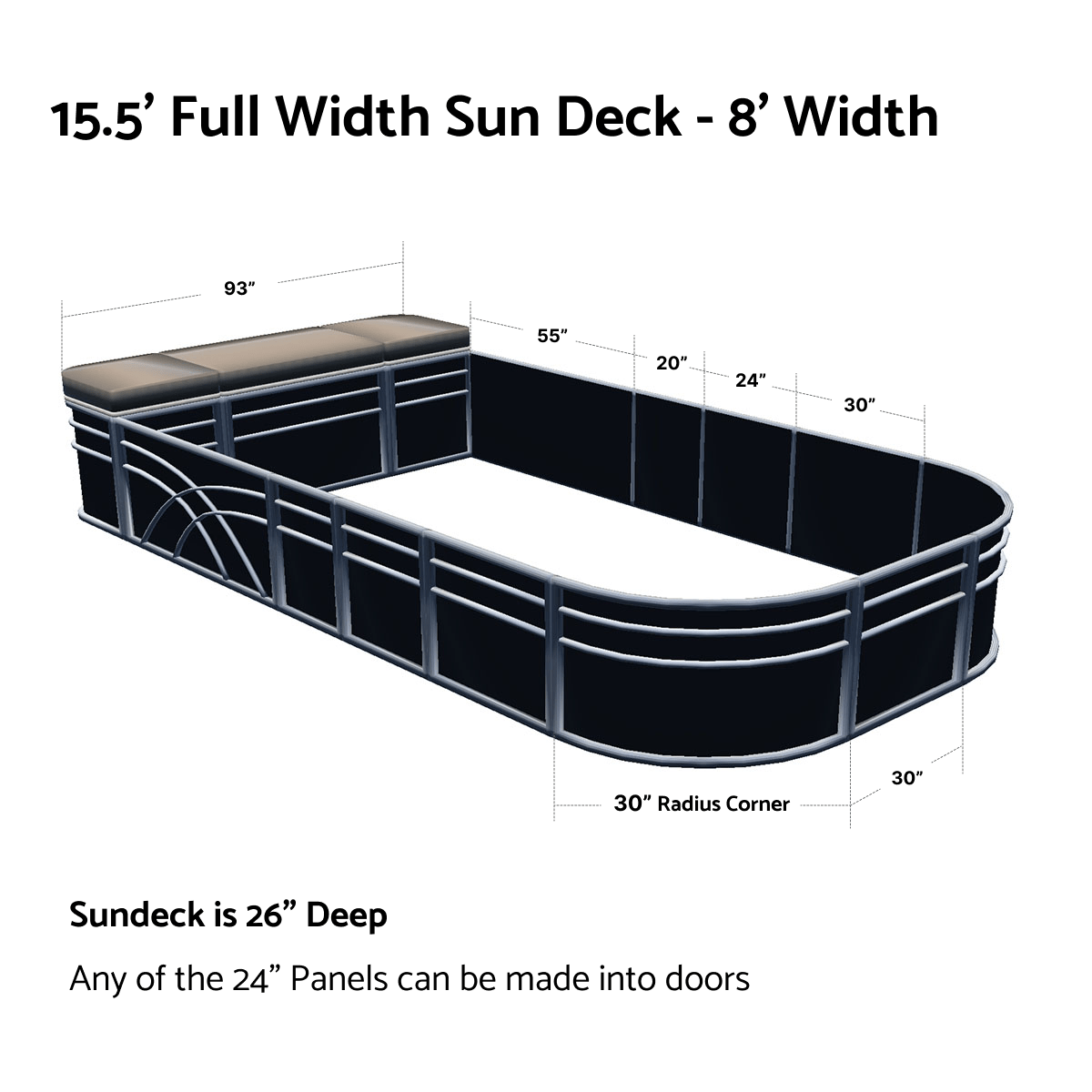 Pontoon Boat Fence Railing Black - Beige Cushion #color_black metallic