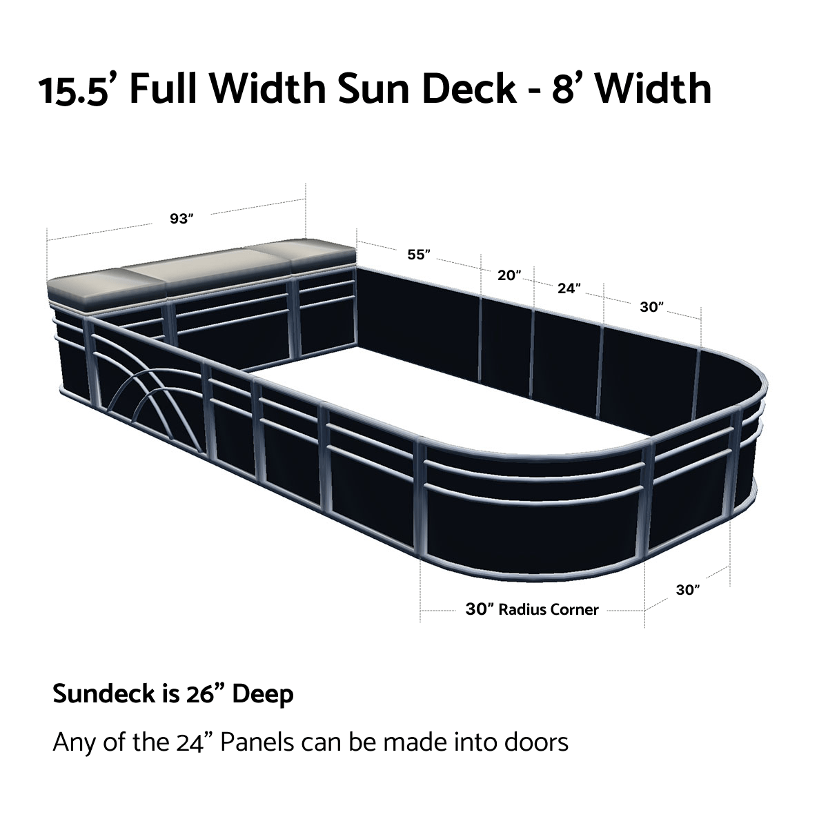 Pontoon Boat Fence Railing Black - Ivory Cushion #color_black metallic