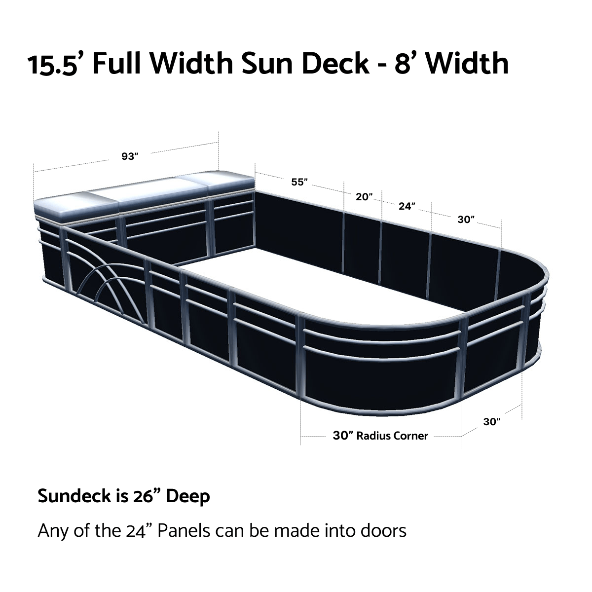 Pontoon Boat Fence Railing Black - White Cushion #color_black metallic