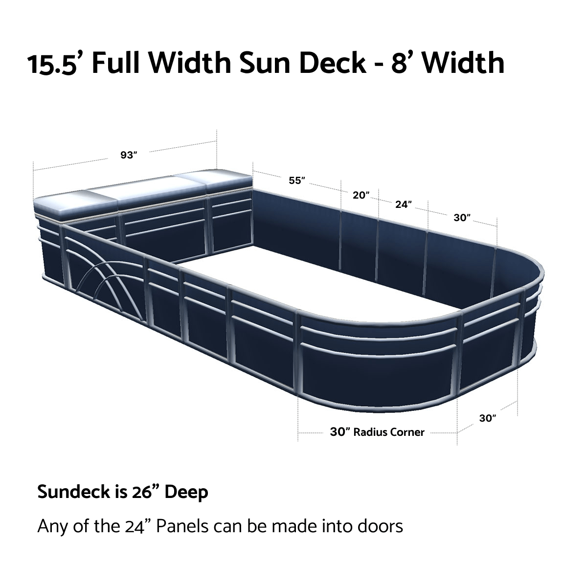 Pontoon Boat Fence Railing Navy - White Cushion #color_navy metallic