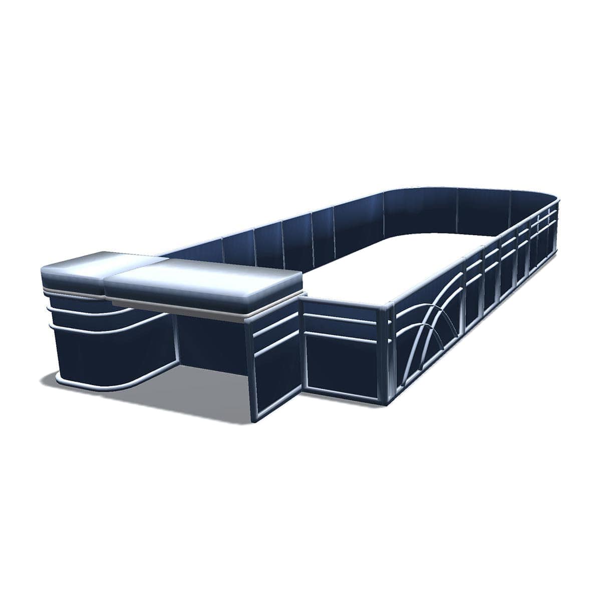 Pontoon Boat Fence Railing Navy - Gray Cushion