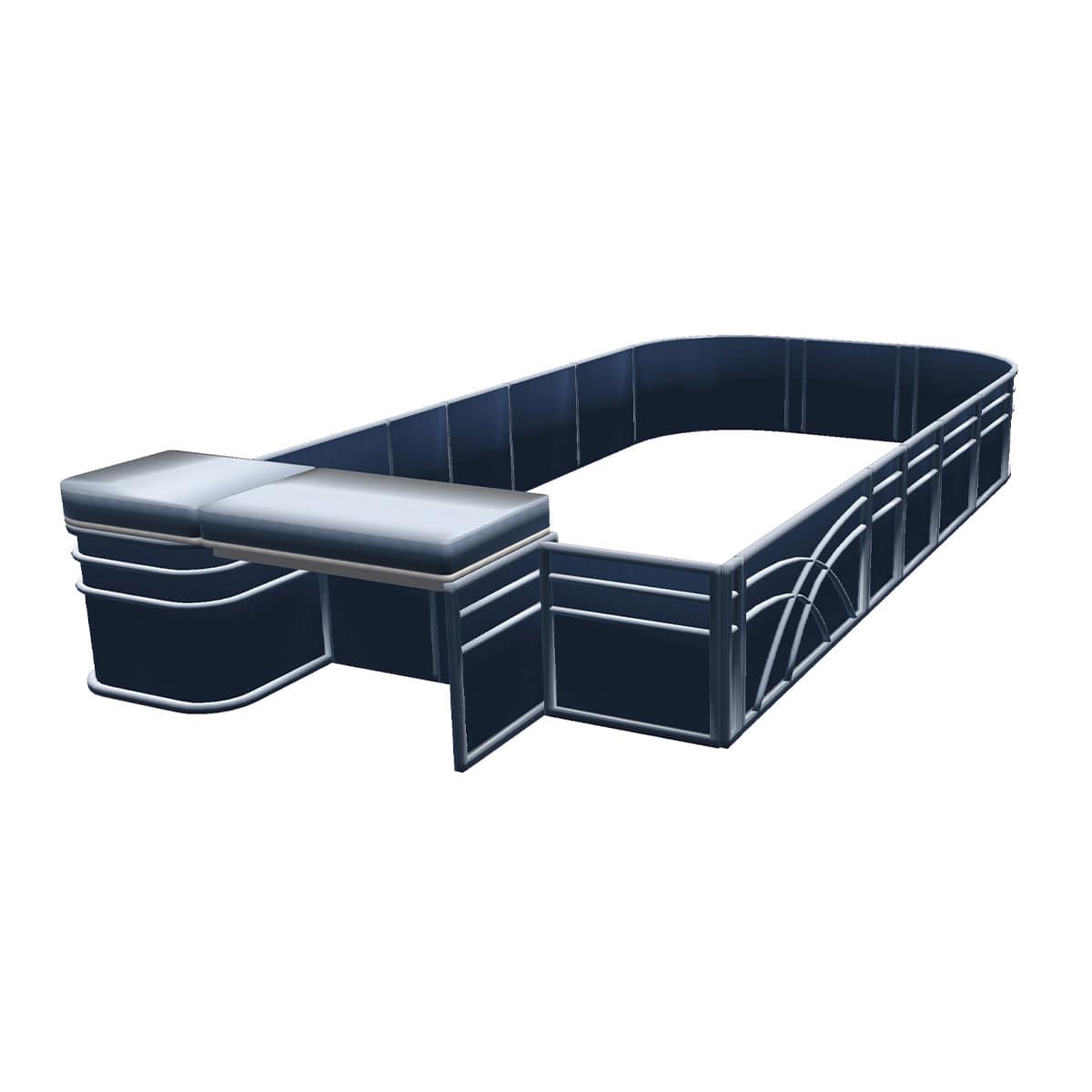Pontoon Boat Fence Railing Navy - Gray Cushion