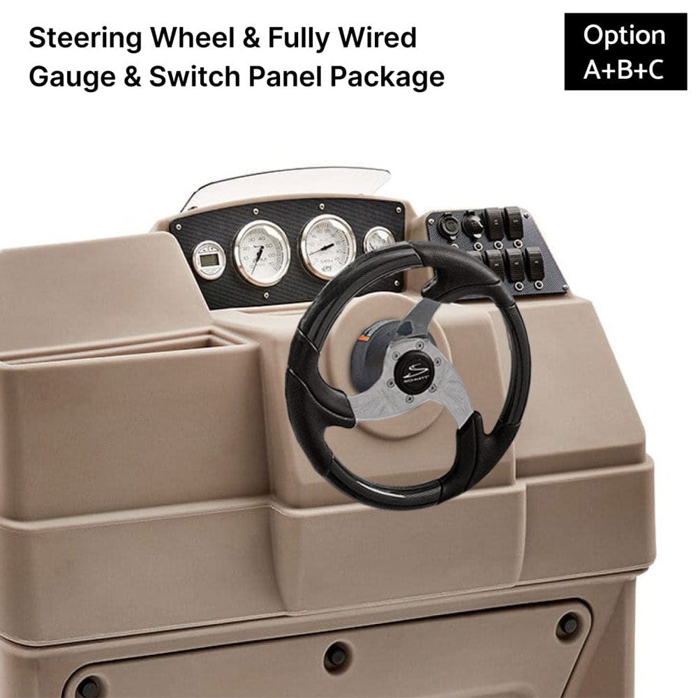 Large Beige Console Fully Wired Panels Carbon Fiber With Steering Wheel #color_beige & invisible