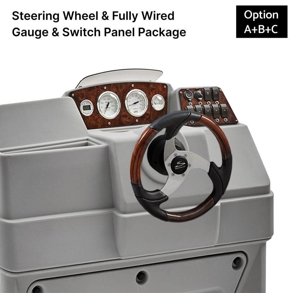 Gray Large Console Fully Wired Panels Burlwood with Steering Wheel #color_gray & invisible