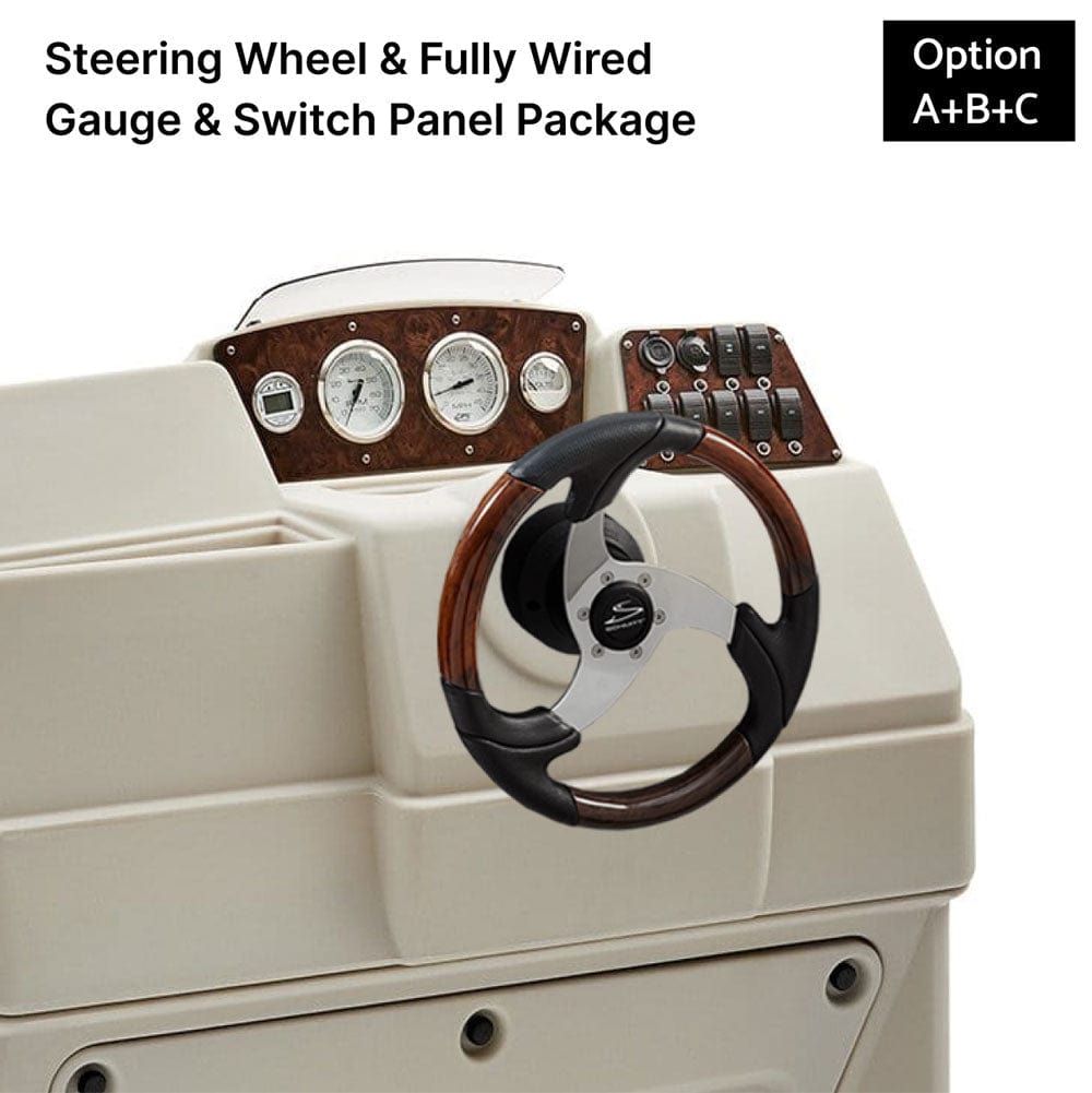 Ivory Large Console Fully Wired Panels Burlwood With Steering Wheel #color_ivory & invisible