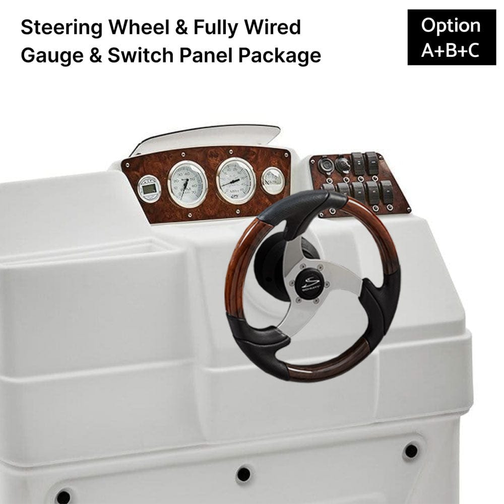 White Large Console Fully Wired Panels Burlwood with Steering Wheel #color_white & invisible