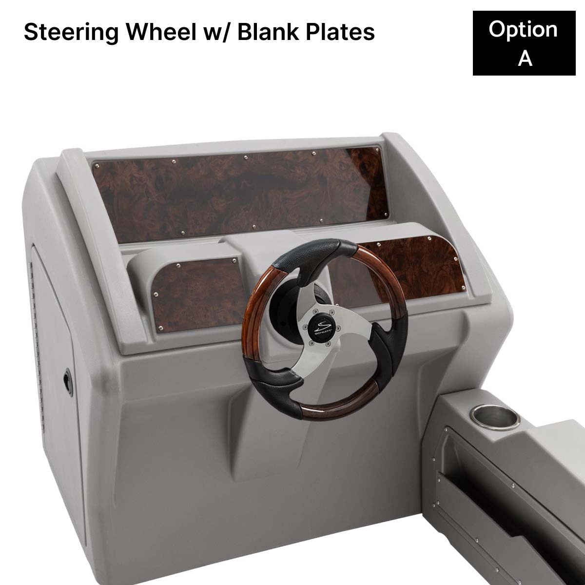 Gray Console Steering Wheel and Blank Plates Burlwood #color_invisible & gray