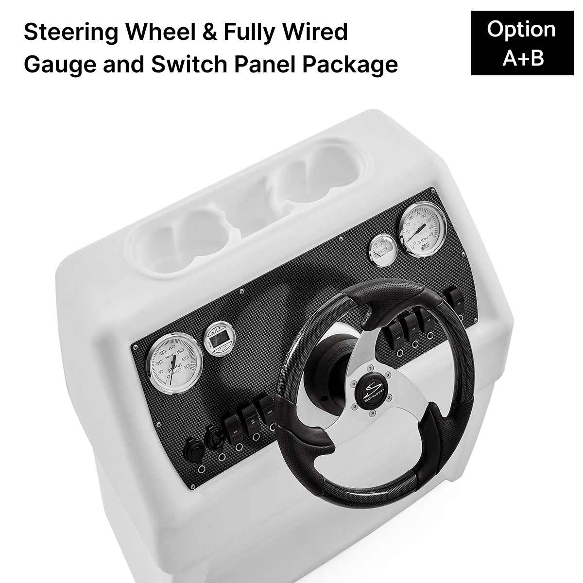 White, Blue & Light Blue Console Full Wired Panels with Carbon Fiber Steering #color_invisible & white