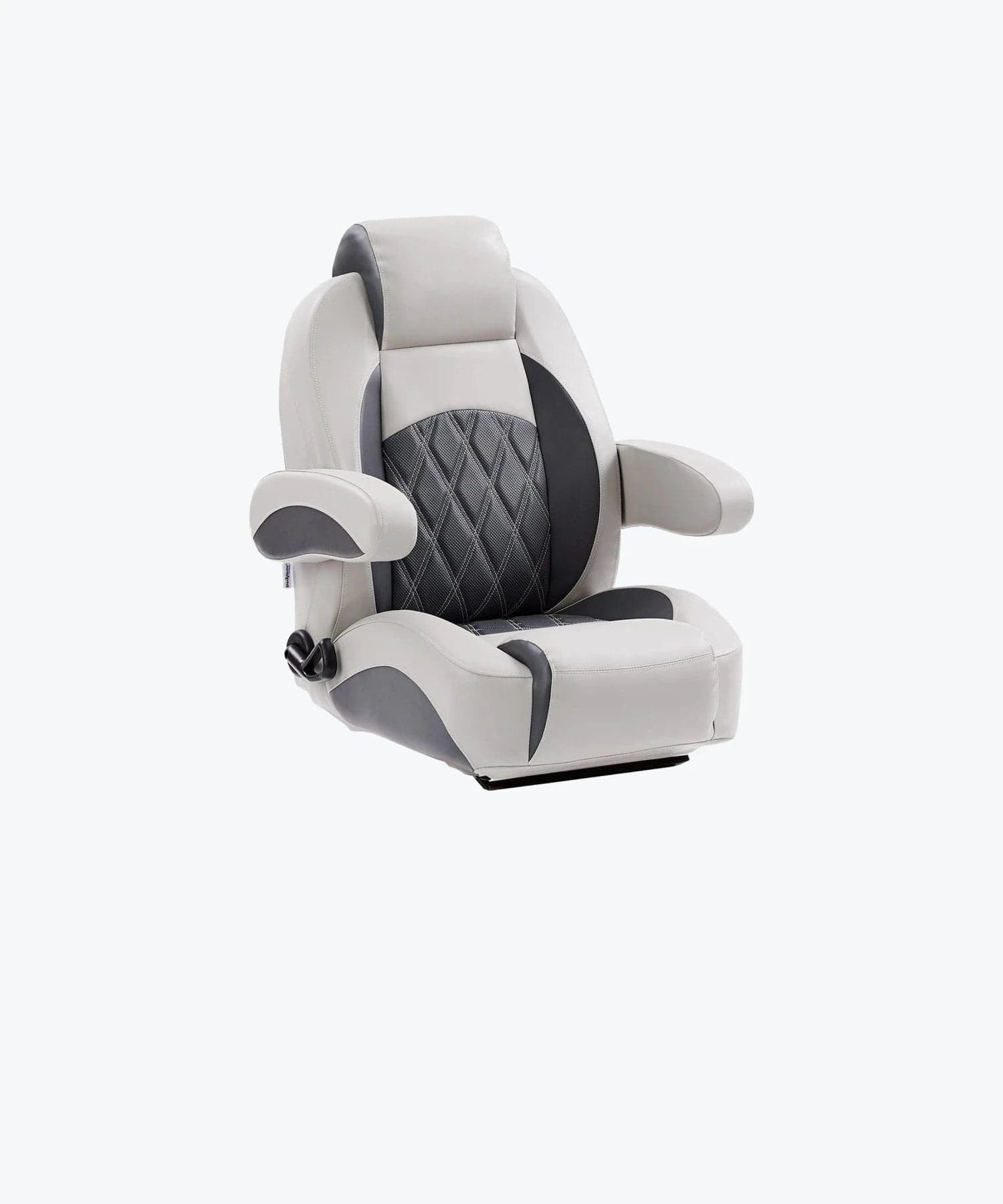 Pontoon boat luxury captains chair gray and charcoal