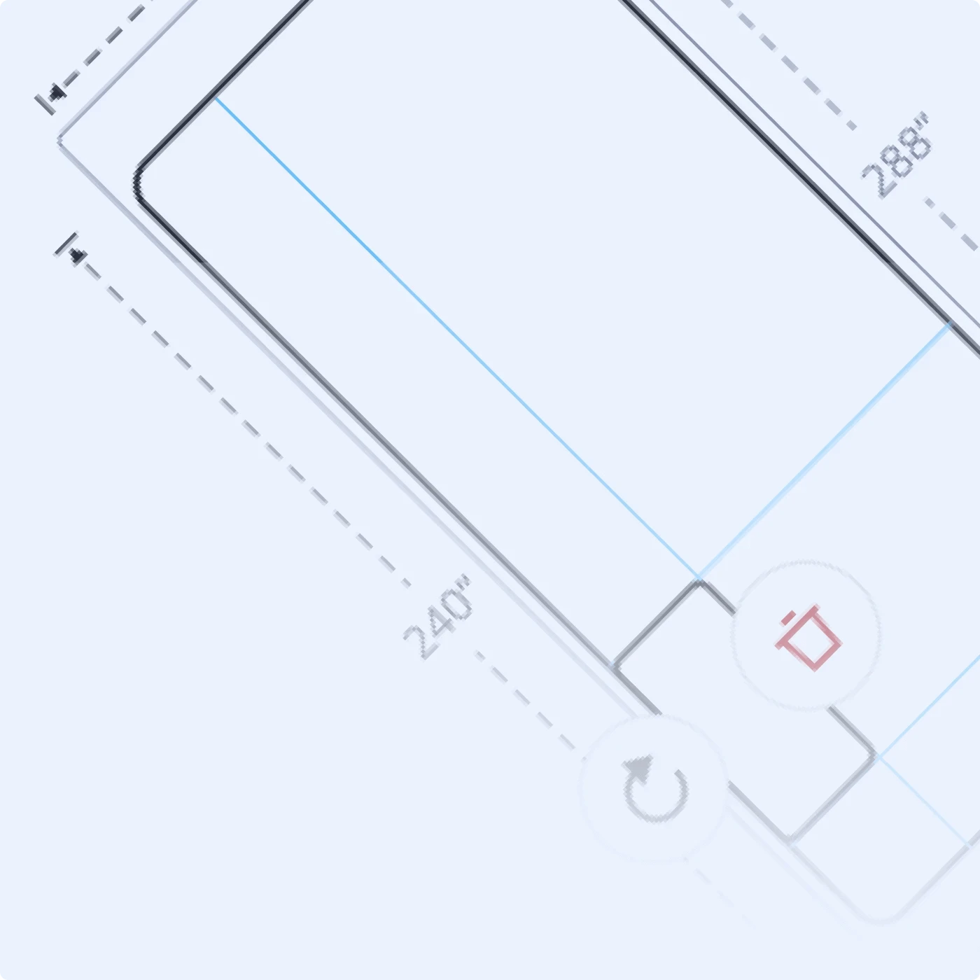 close up picture of the 2d deck designer with measurements