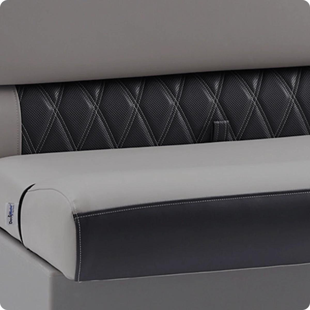 Luxury Pontoon Boat Furniture close up detail shot with stitching Charcoal & Gray color