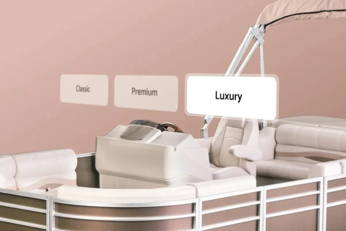 Luxury Beige Pontoon Boat with 3 collection options Luxury, Premium, Classic