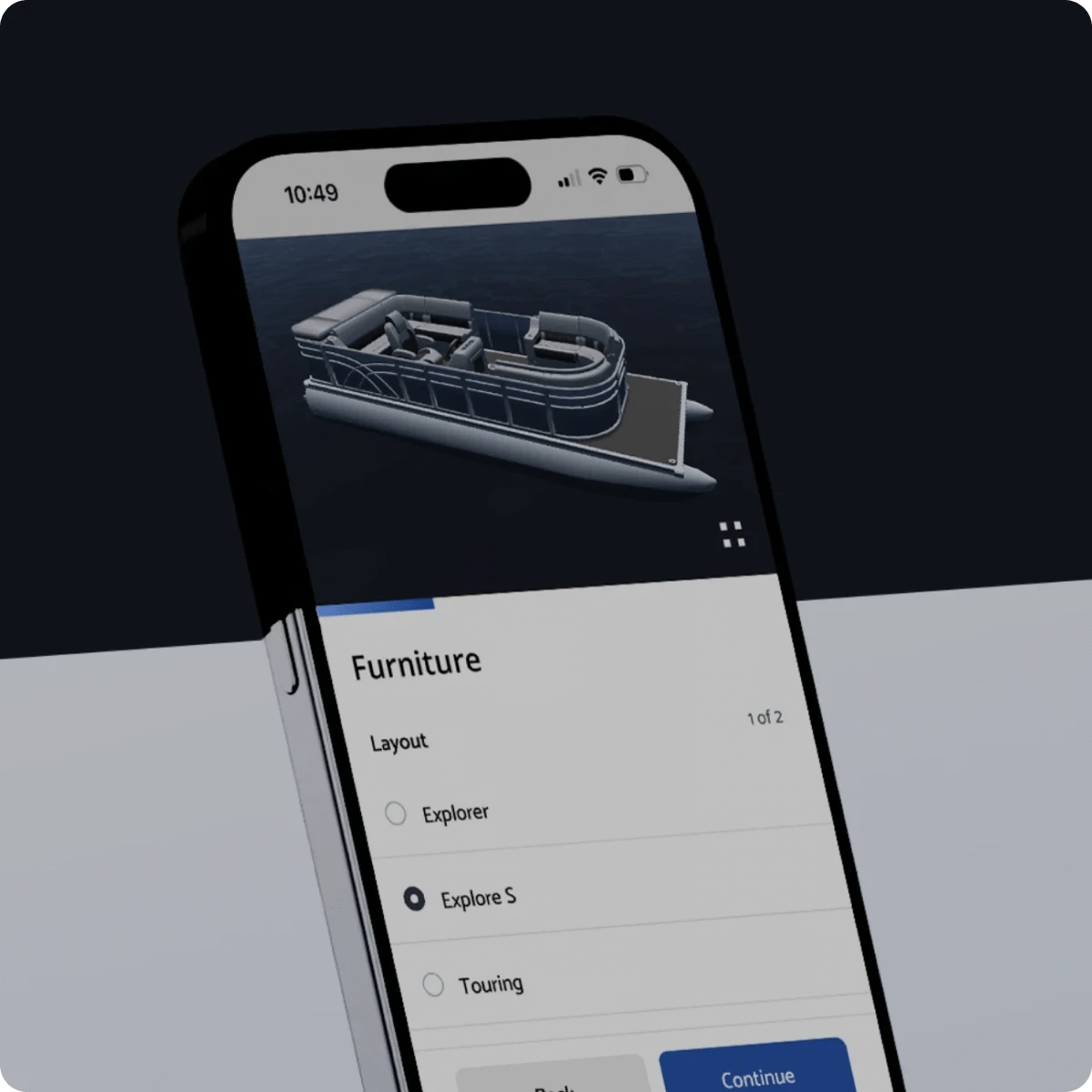 Pontoon 3D Deck Designer App on an Iphone