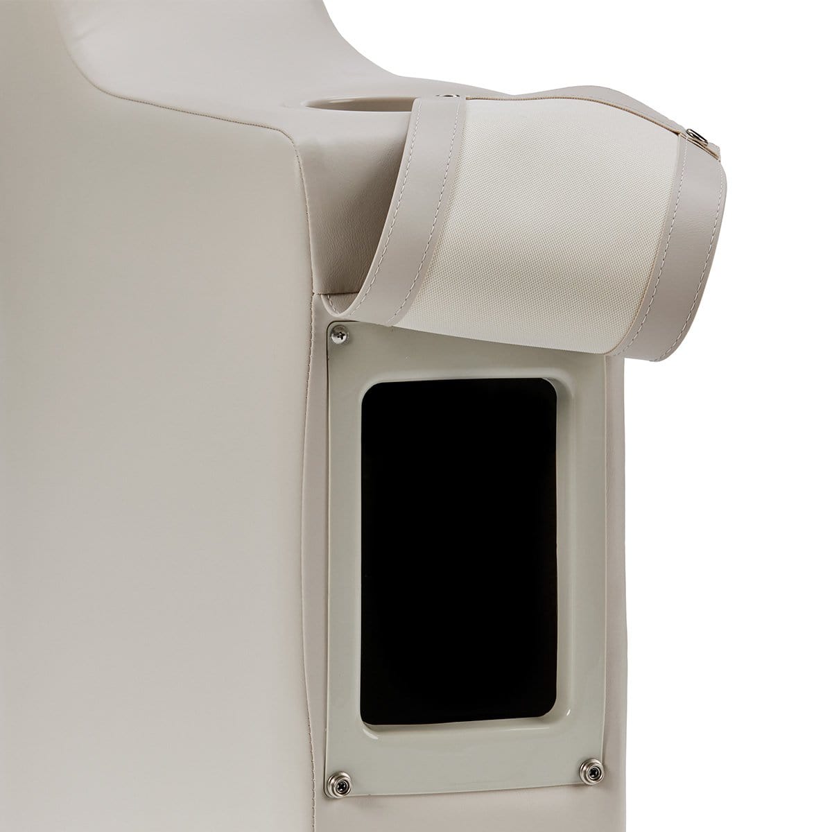 DeckMate Pontoon Boat Bench Armrest with storage #color_ivory