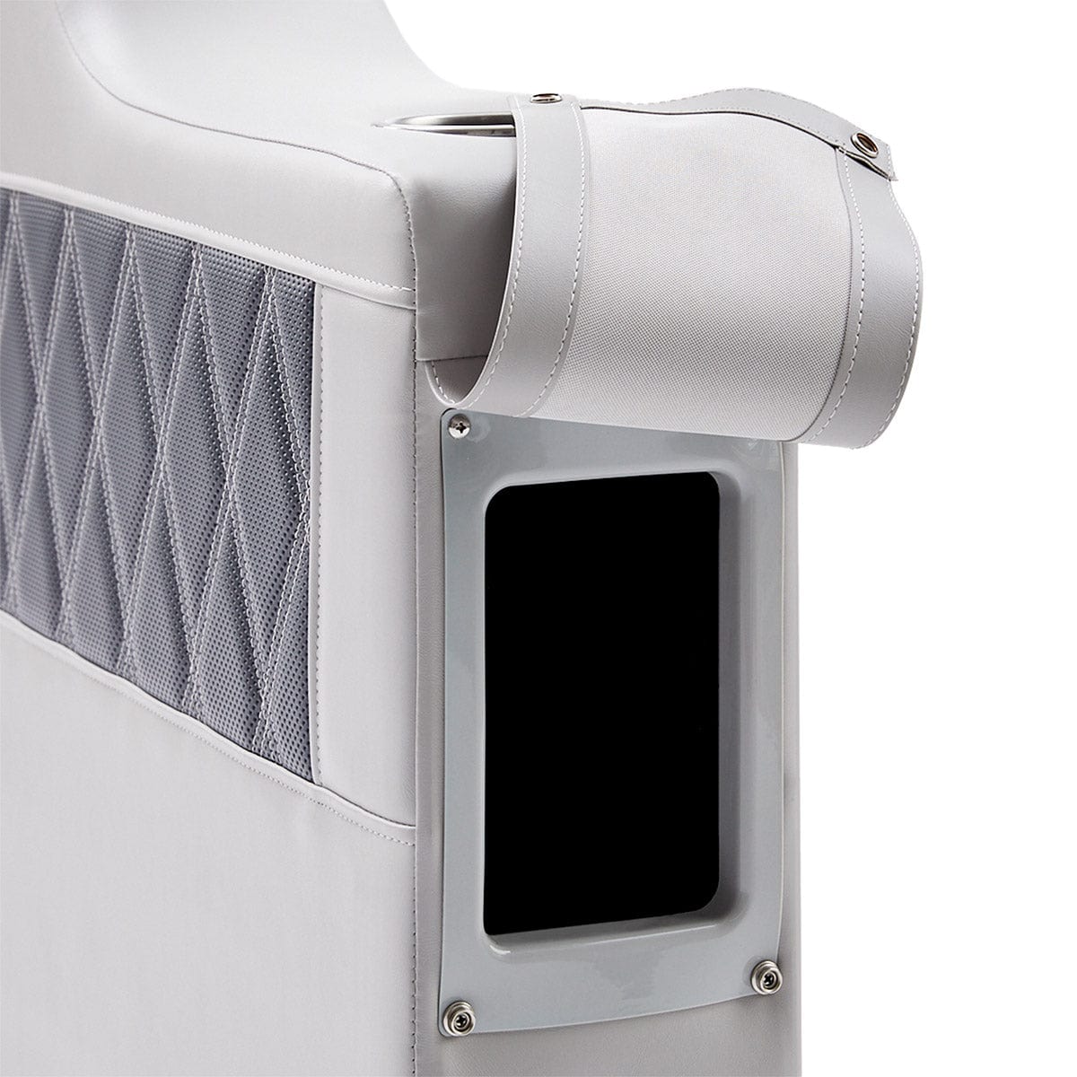 DeckMate Luxury Seat Arm Rest open #color_charcoal & gray