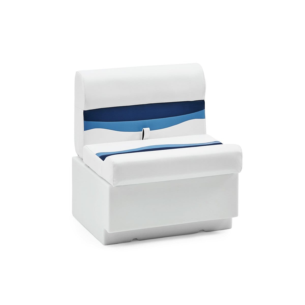 DeckMate Classic Pontoon Boat Seat Bench #color_white, blue & light blue