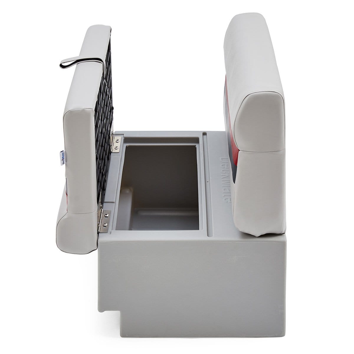 DeckMate Classic Pontoon Boat Bench under seat storage #color_gray, red & charcoal