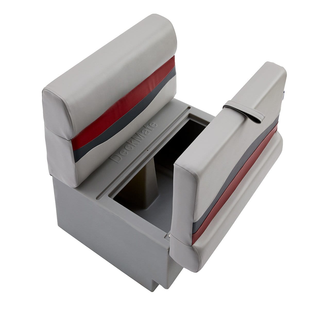DeckMate Classic Pontoon Boat Bench top down open #color_gray, red & charcoal