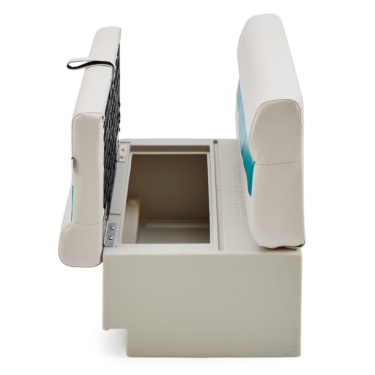 DeckMate Classic Pontoon Boat Bench under seat storage #color_ivory & teal