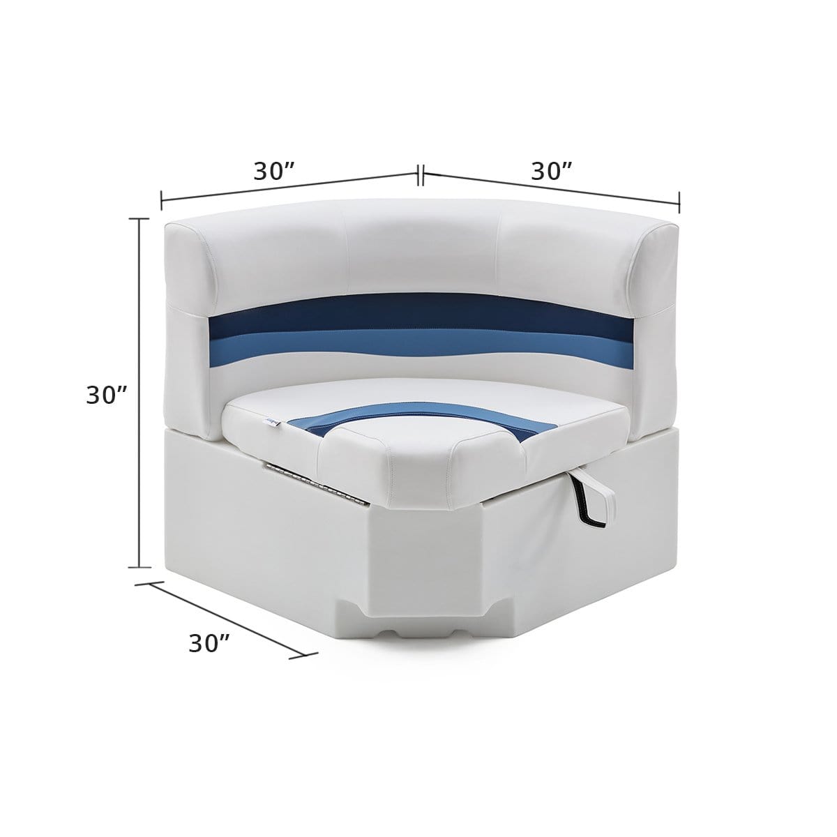 DeckMate Pontoon Boat Corner Seat Bow dimension illustration