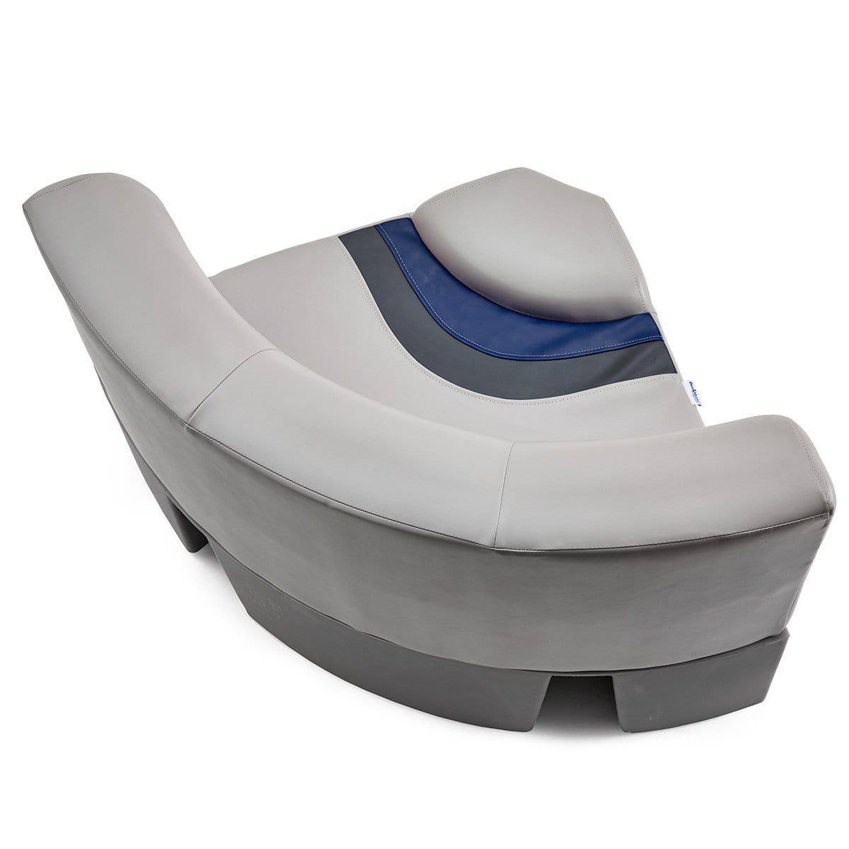 DeckMate Pontoon Boat Rounded Bow Seat cushion top down #color_gray, blue & charcoal