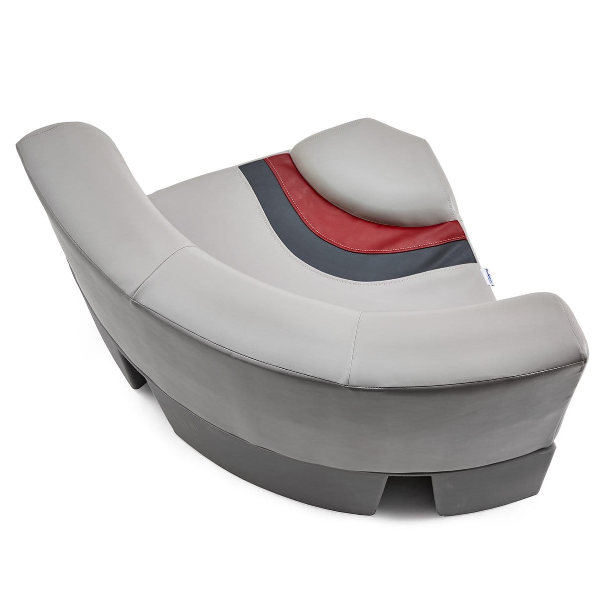 DeckMate Pontoon Boat Rounded Bow Seat cushion top down #color_gray, red & charcoal