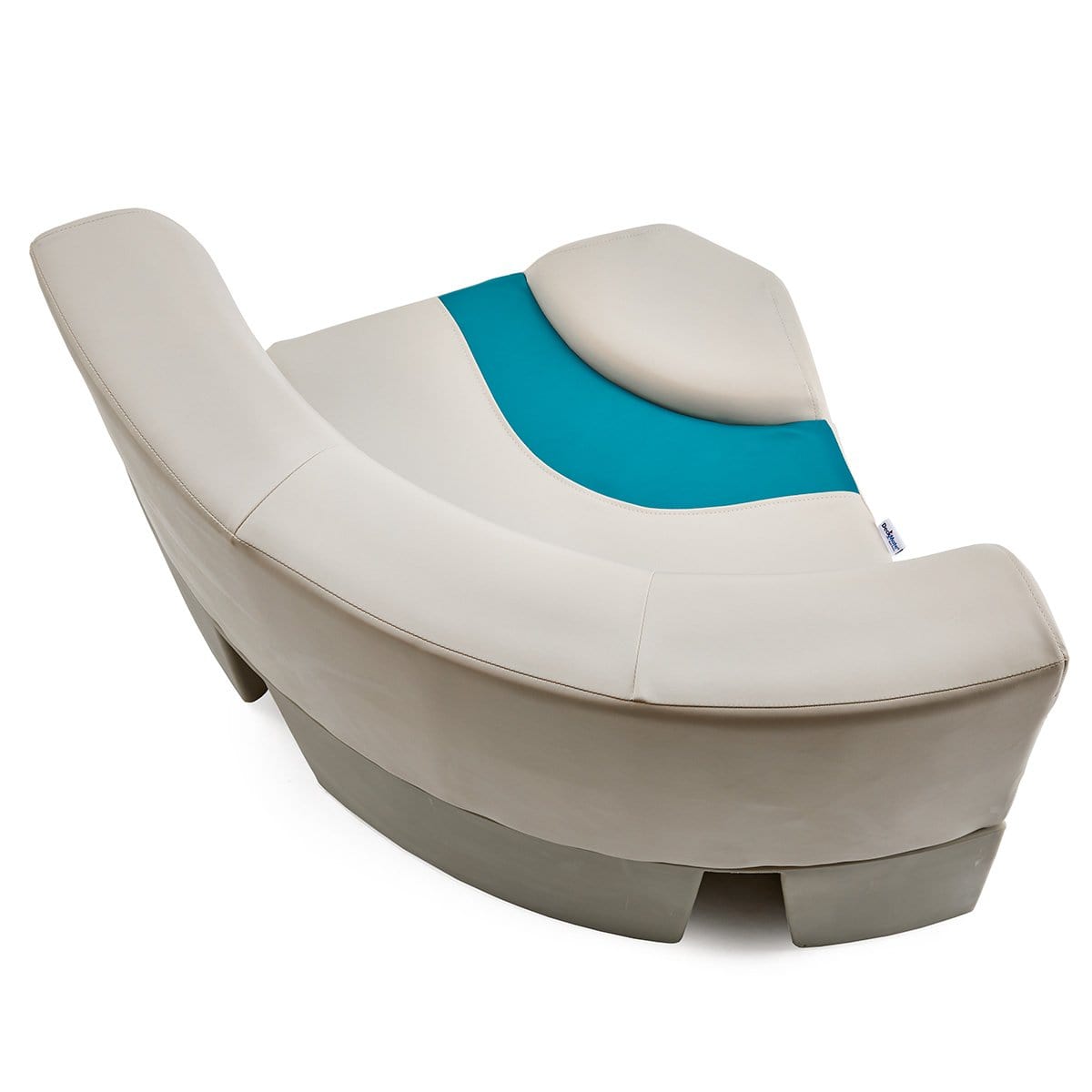 DeckMate Pontoon Boat Rounded Corner Seat cushion top down #color_ivory & teal