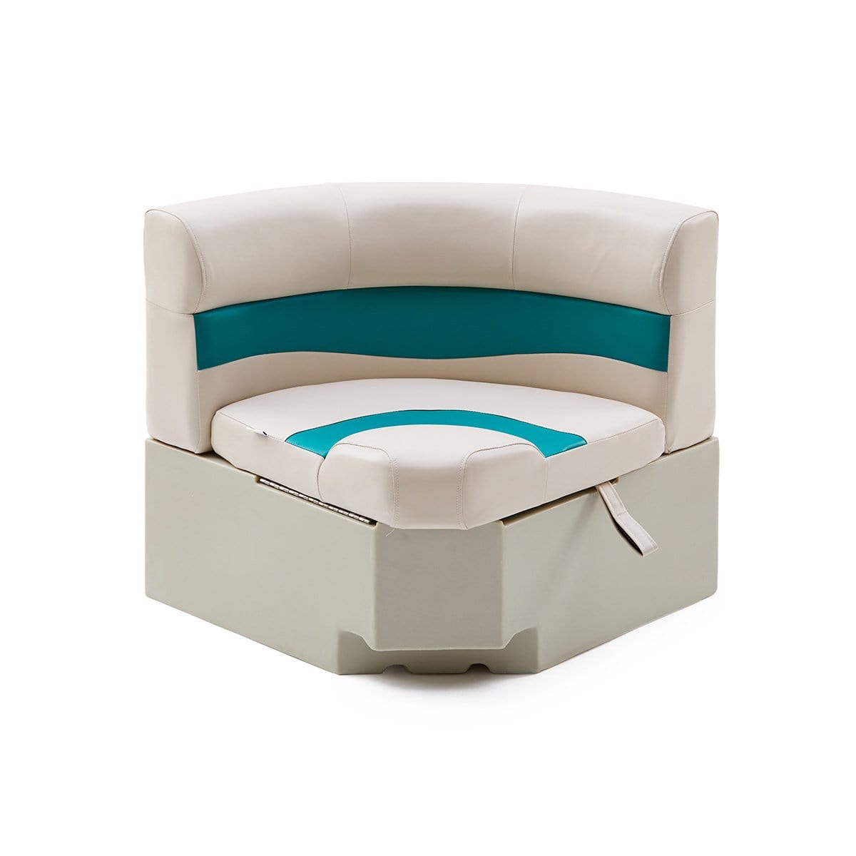 DeckMate Pontoon Boat Rounded Corner Seat #color_ivory & teal