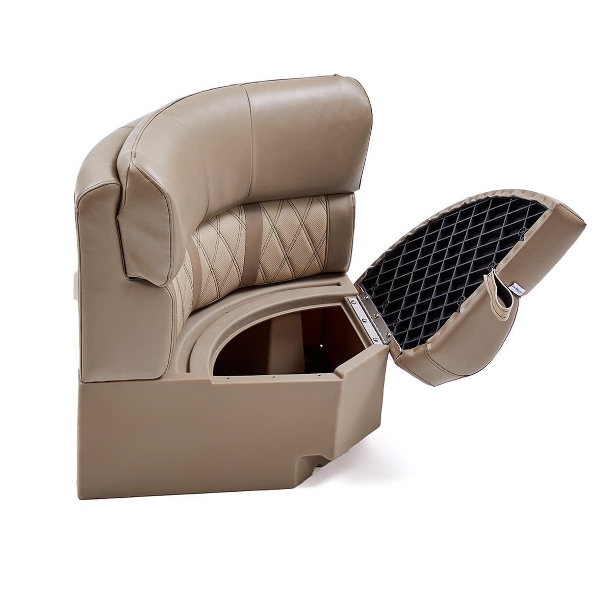 DeckMate Luxury Radius Corner Seat front open #color_tan & beige