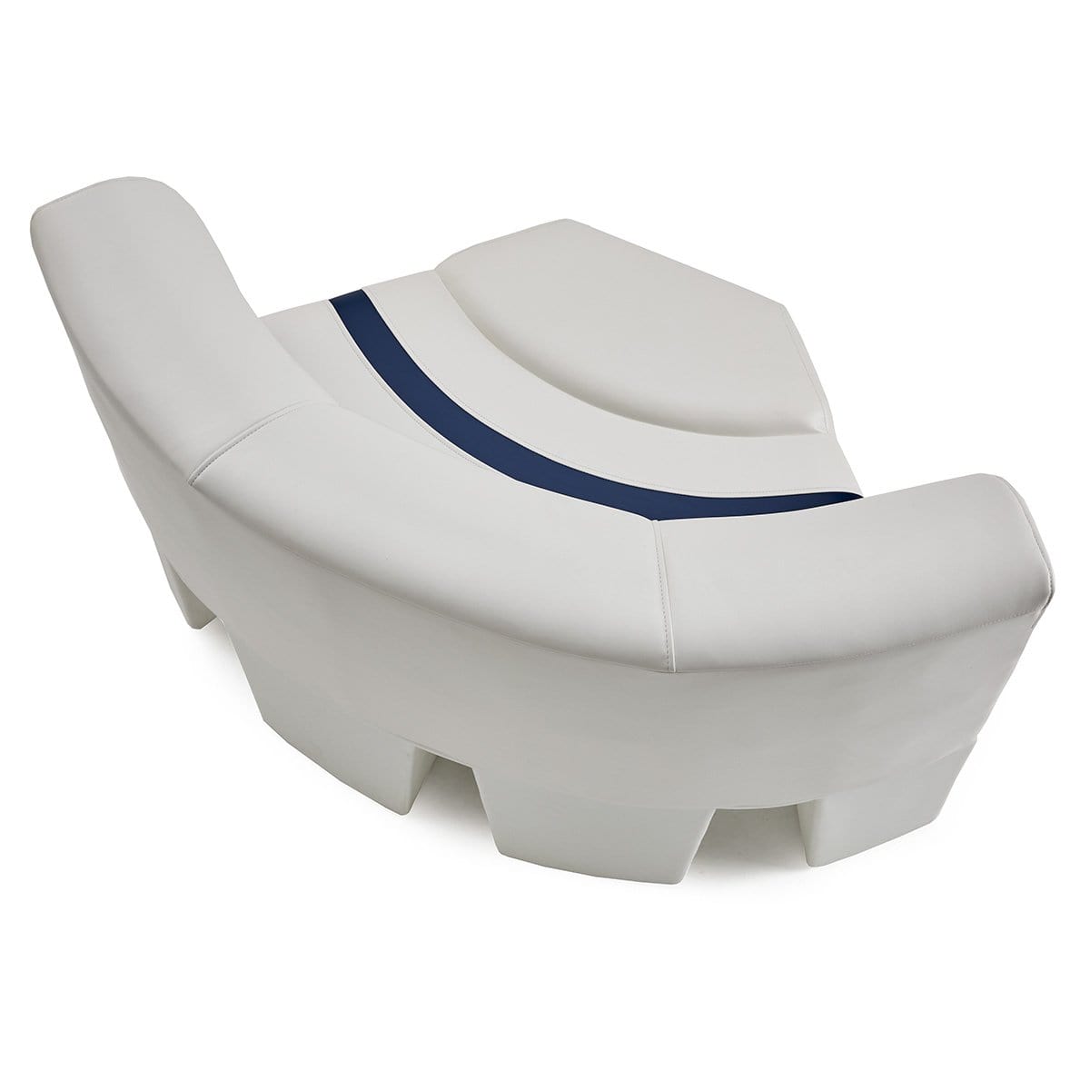 DeckMate Pontoon Boat Corner Bow Seat cushion top down #color_white, blue & light blue