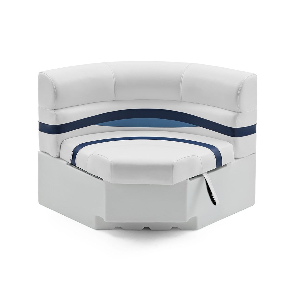 DeckMate Pontoon Boat Corner Bow Seat #color_white, blue & light blue