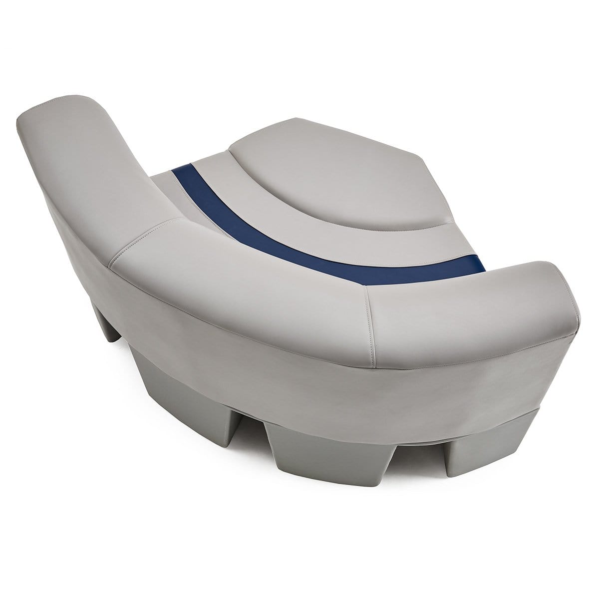 DeckMate Pontoon Boat Corner Bow Seat cushion top down #color_gray, blue & charcoal