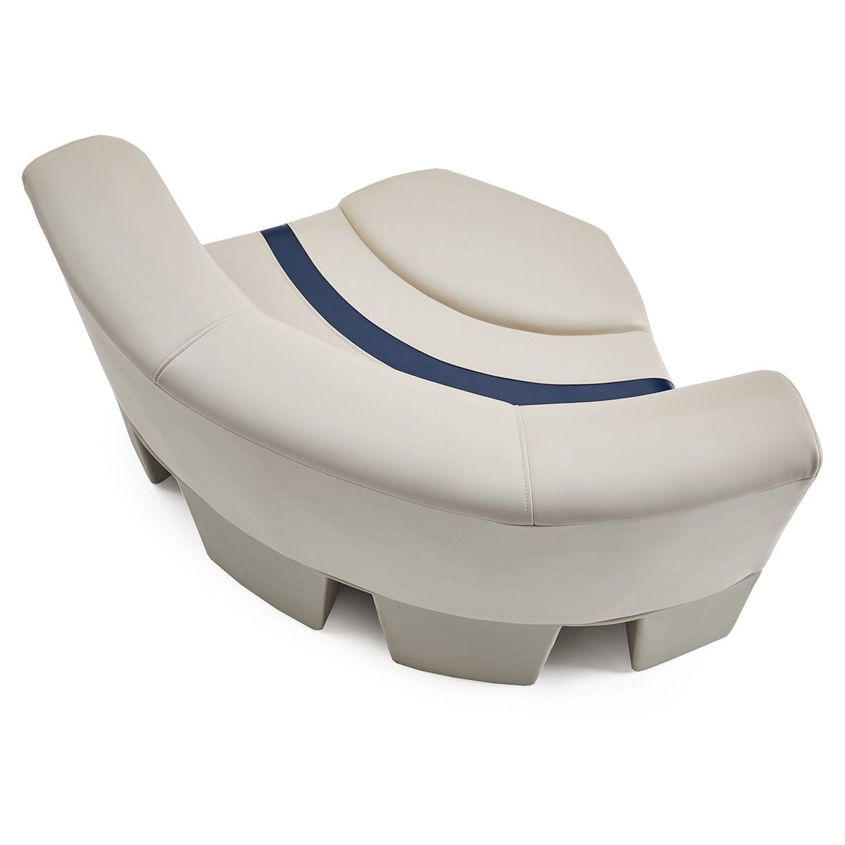 DeckMate Pontoon Boat Corner Bow Seat cushion top down #color_ivory, blue & tan