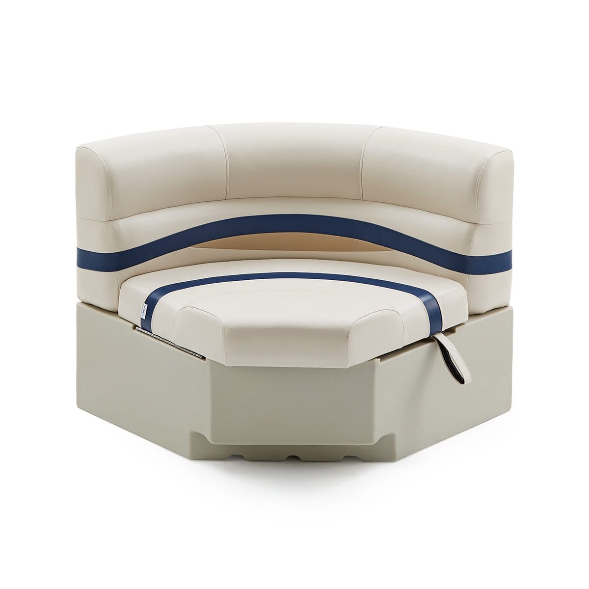 DeckMate Pontoon Boat Corner Bow Seat #color_ivory, blue & tan