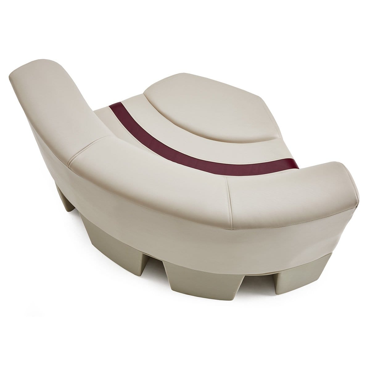 DeckMate Pontoon Boat Corner Bow Seat cushion top down #color_ivory, burgundy & tan