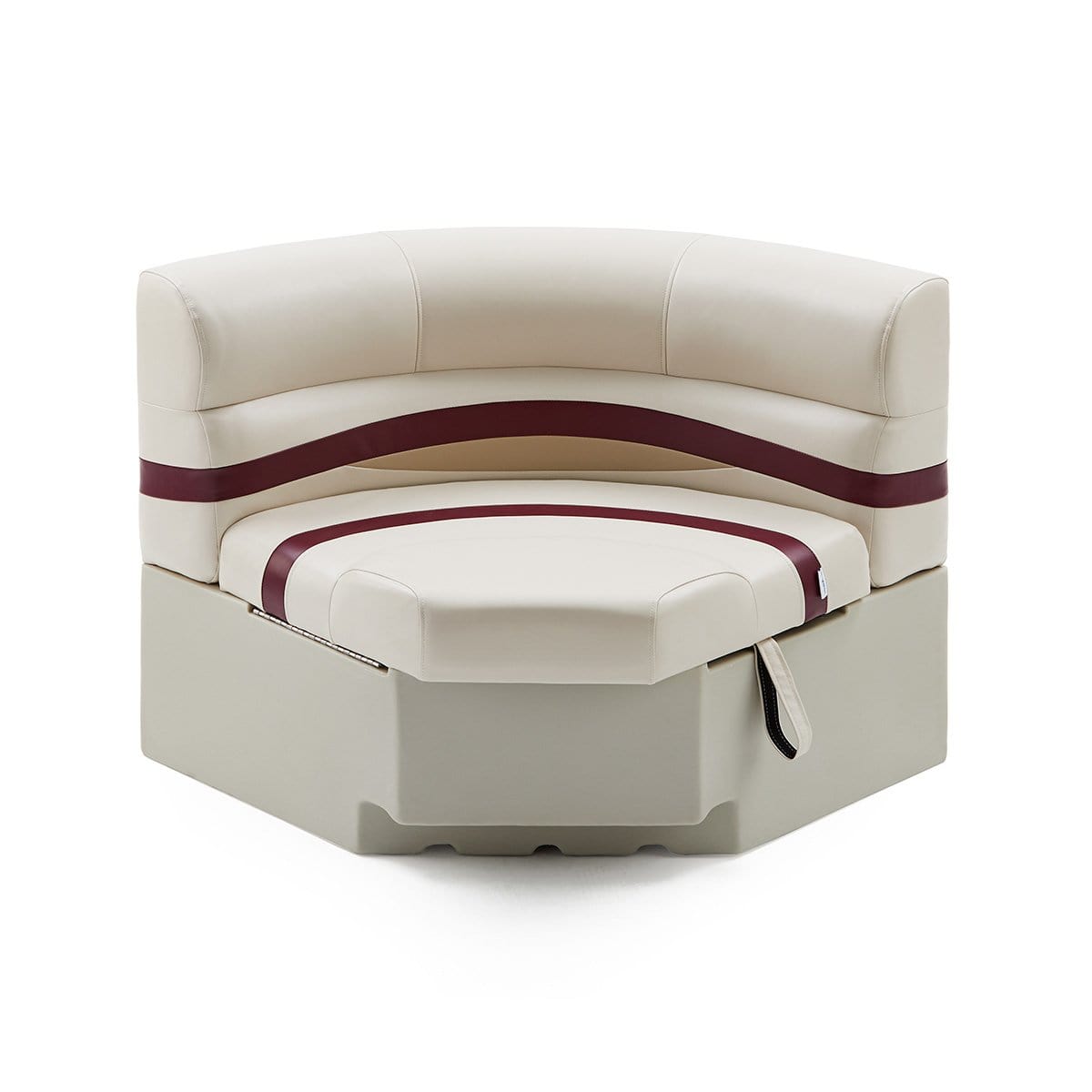 DeckMate Pontoon Boat Corner Bow Seat #color_ivory, burgundy & tan