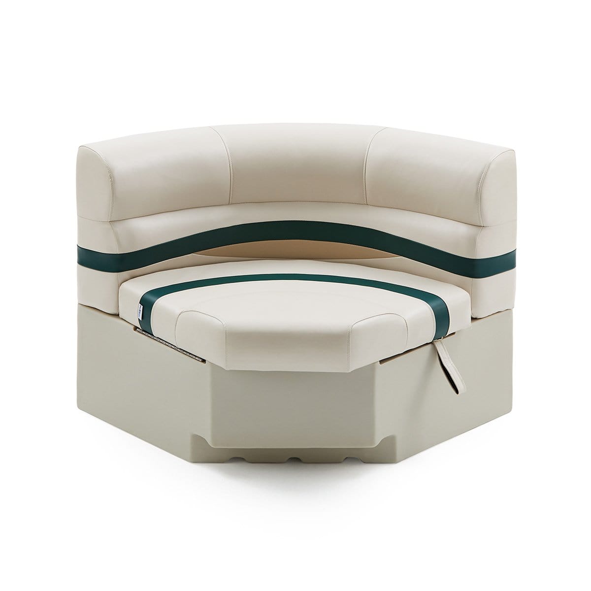 DeckMate Pontoon Boat Corner Bow Seat #color_ivory, green & tan