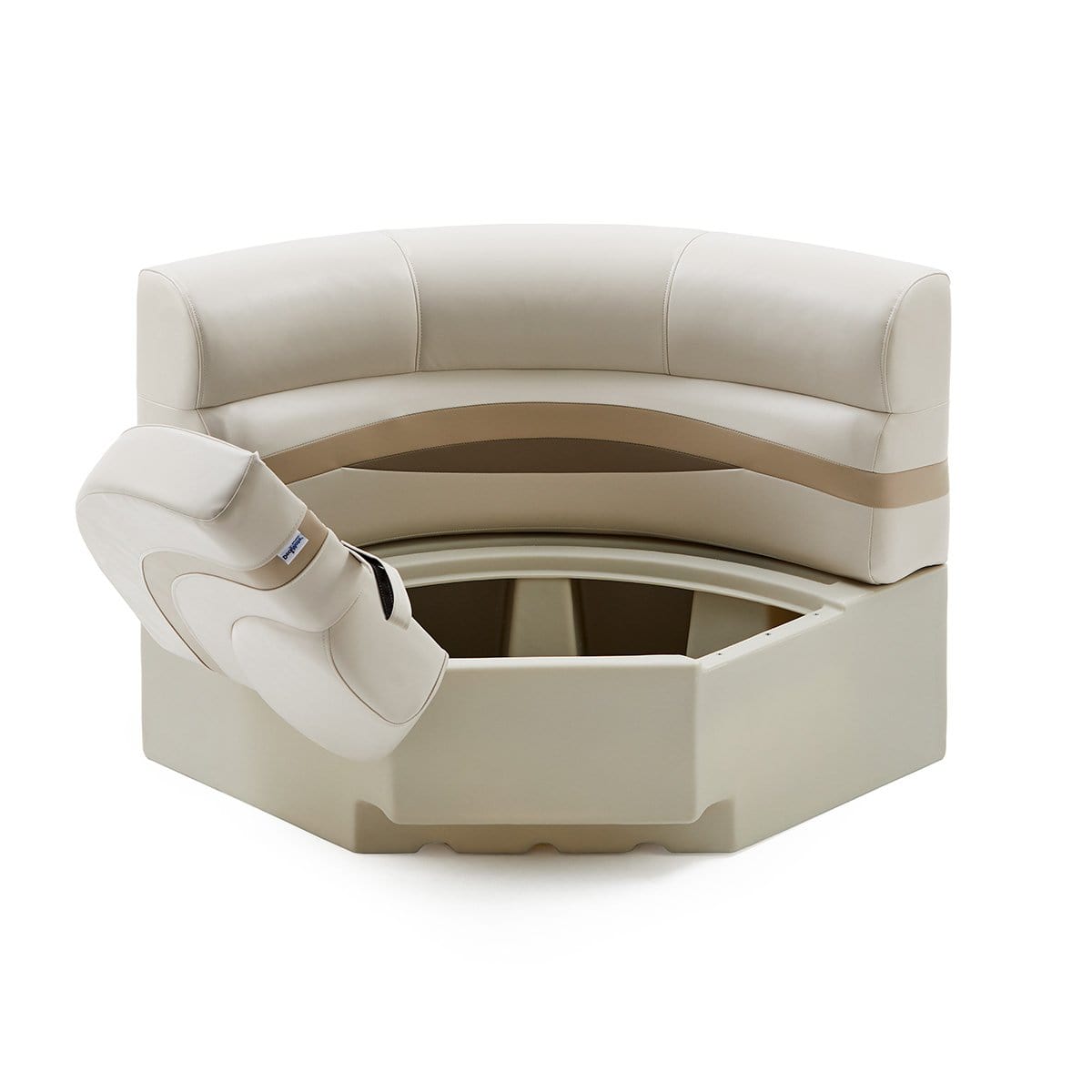 DeckMate Pontoon Boat Corner Bow Seat open #color_ivory, tan & beige