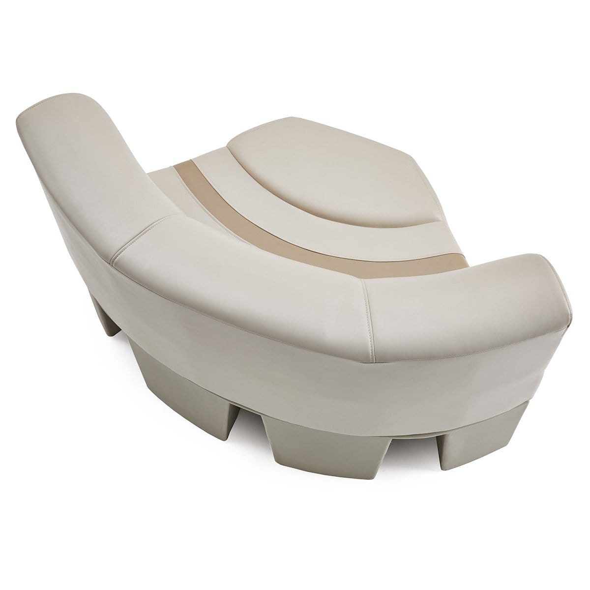 DeckMate Pontoon Boat Corner Bow Seat cushion top down #color_ivory, tan & beige