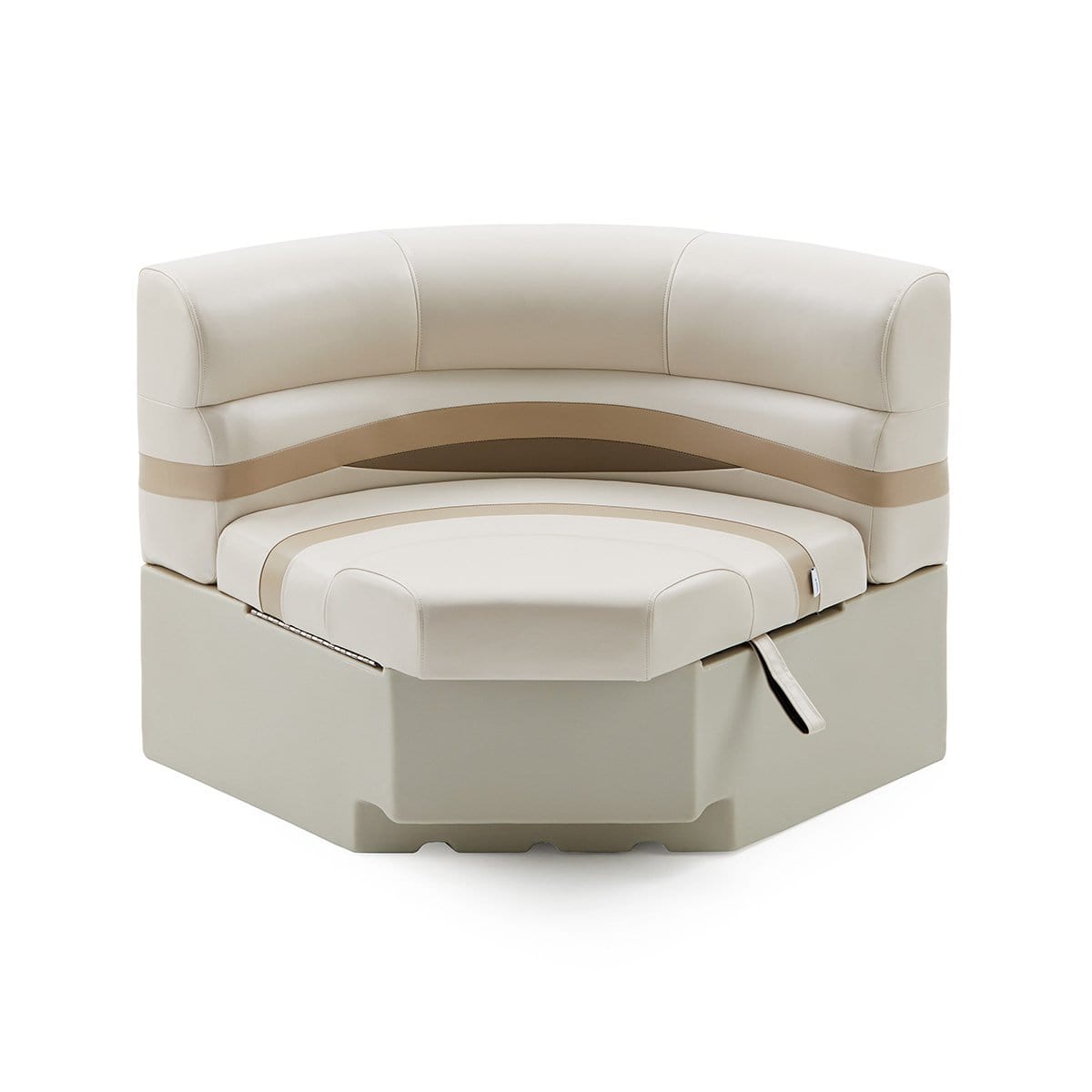 DeckMate Pontoon Boat Corner Bow Seat #color_ivory, tan & beige