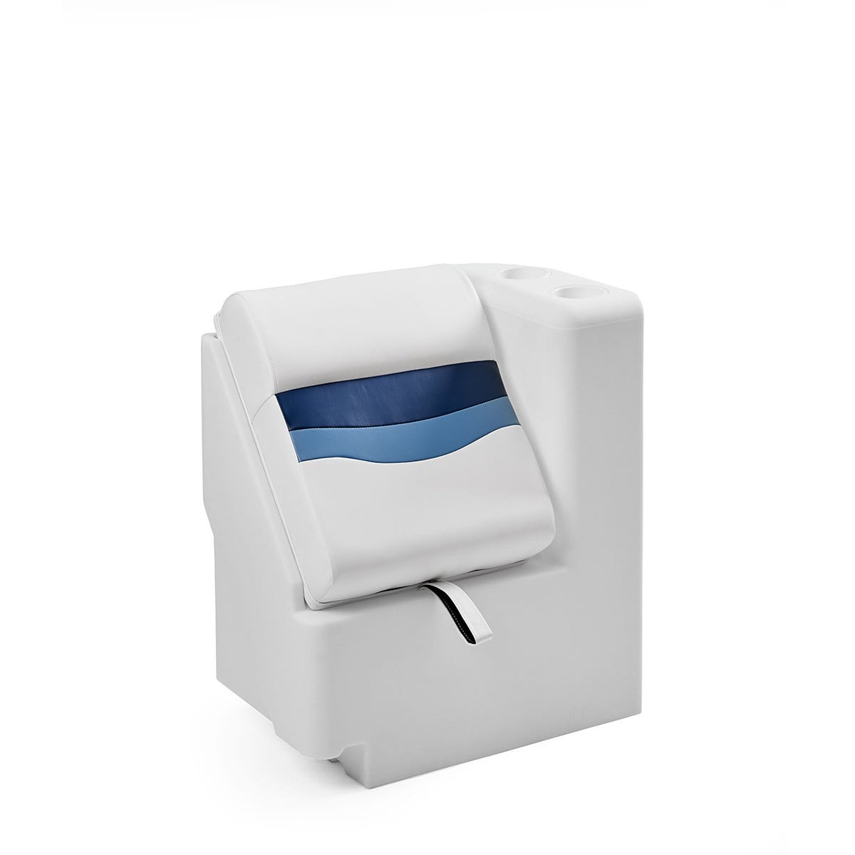DeckMate Classic Right Lean Back Boat Seat #color_white, blue & light blue