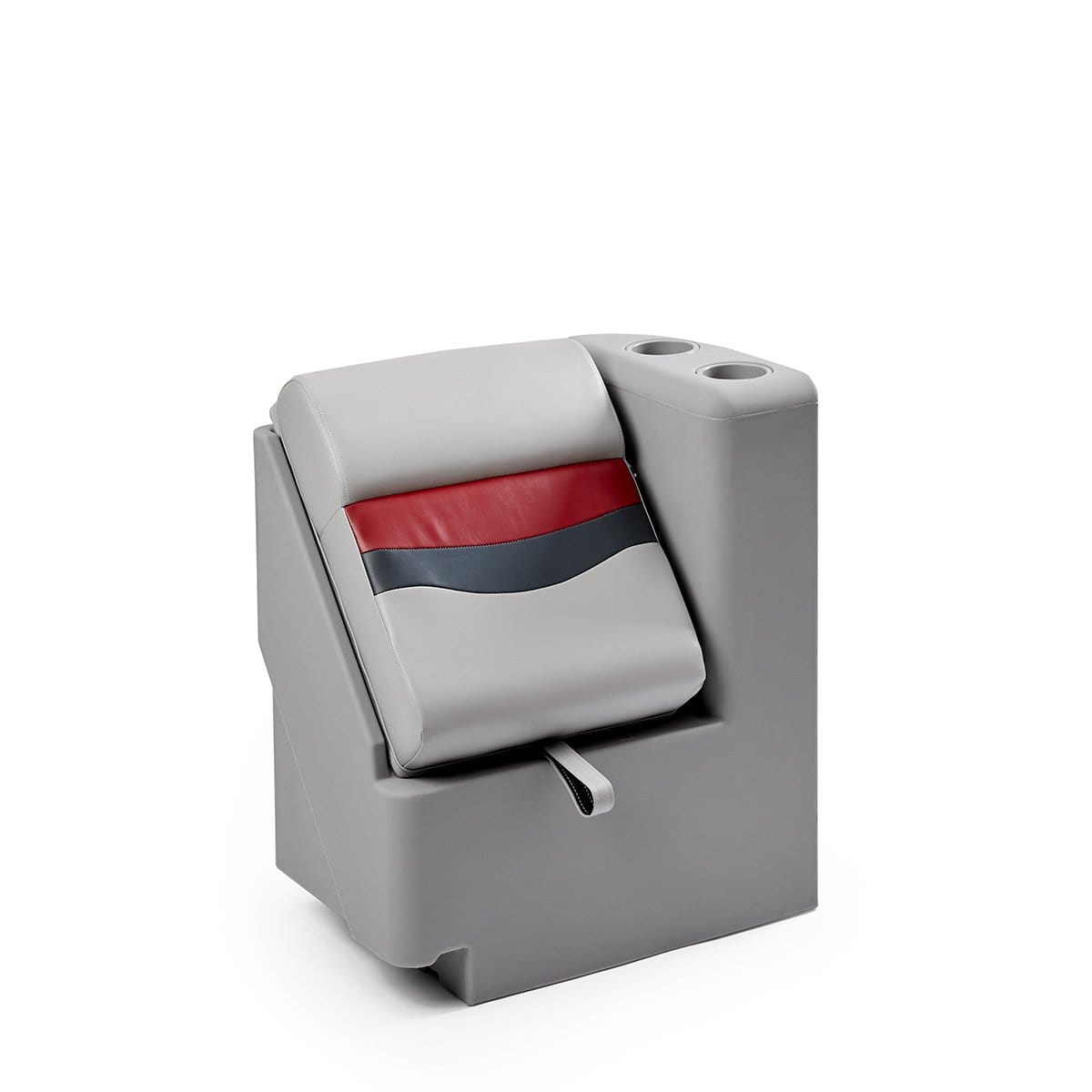 DeckMate Classic Right Lean Back Boat Seat #color_gray, red & charcoal