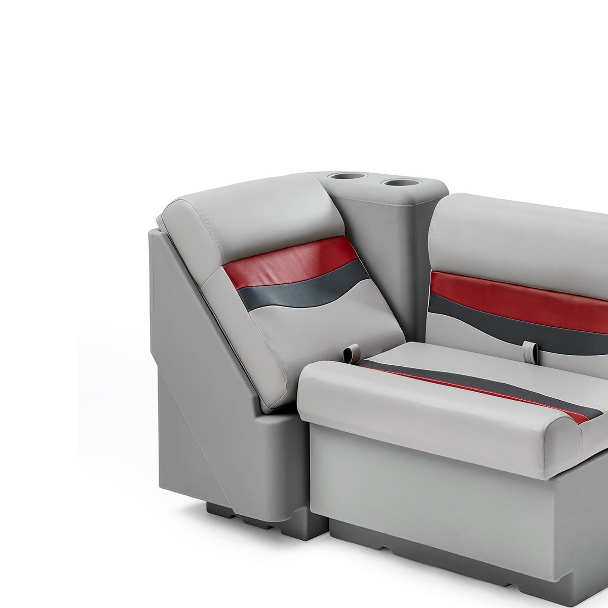 DeckMate Classic Right Lean Back Boat Seat attached #color_gray, red & charcoal