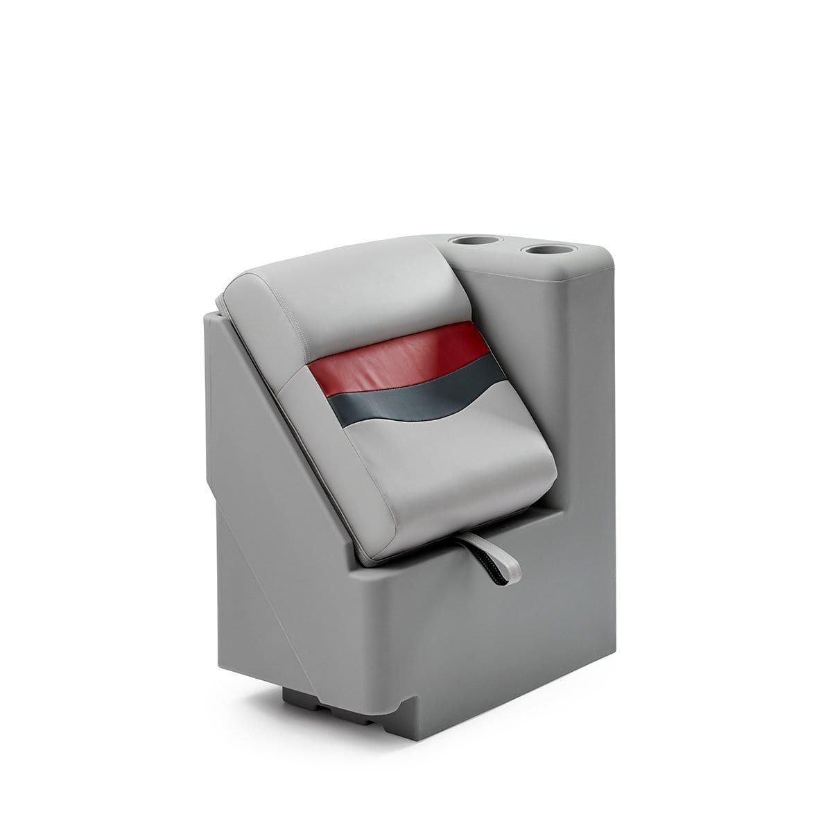 DeckMate Classic Right Lean Back Boat Seat side #color_gray, red & charcoal
