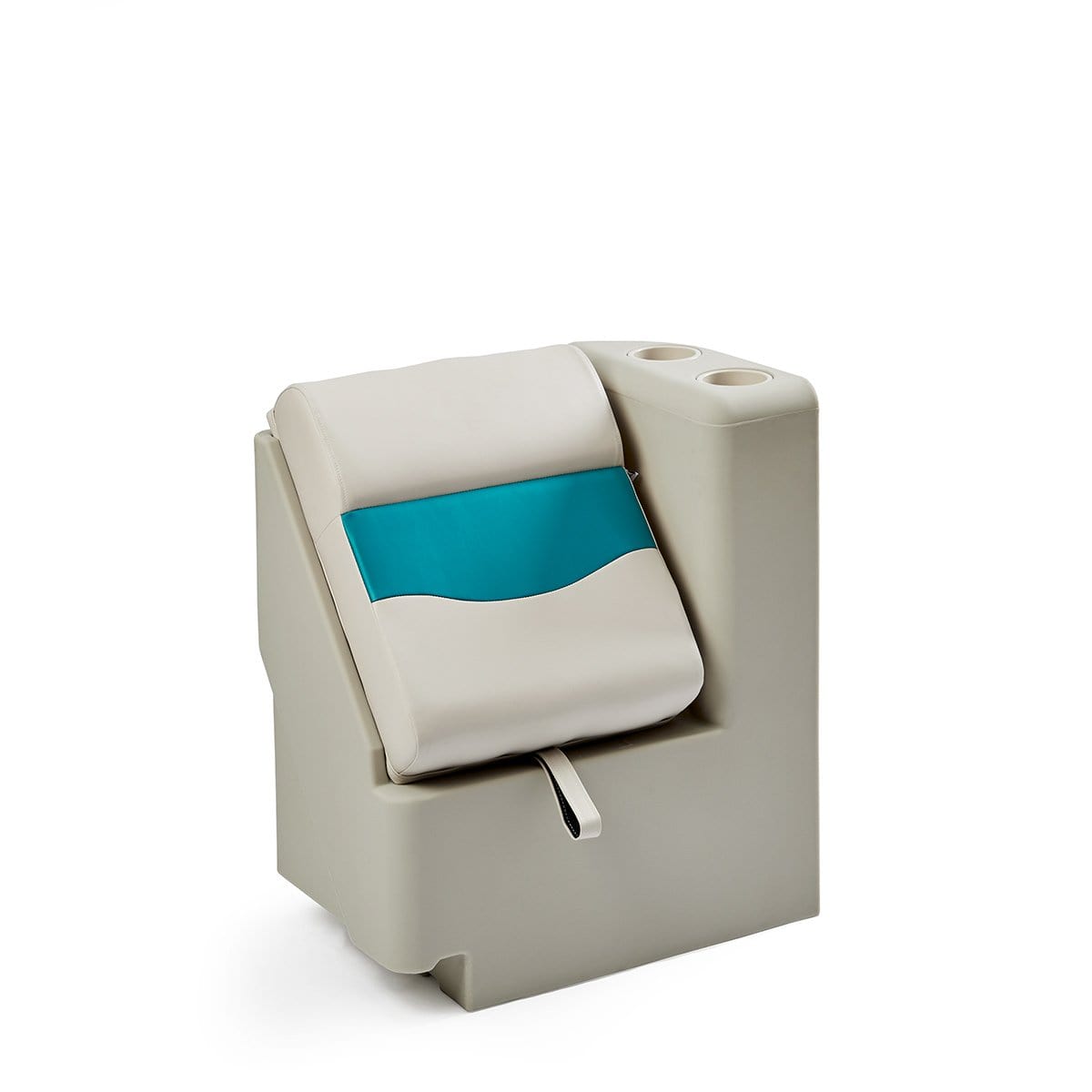 DeckMate Classic Right Lean Back Boat Seat #color_ivory & teal